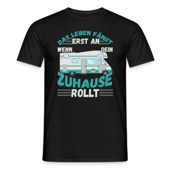 Das Leben fängt er an wenn dein Zuhause Rollt - Männer T-Shirt - Schwarz - Vorne - AI Model Male 178 light (178cm)