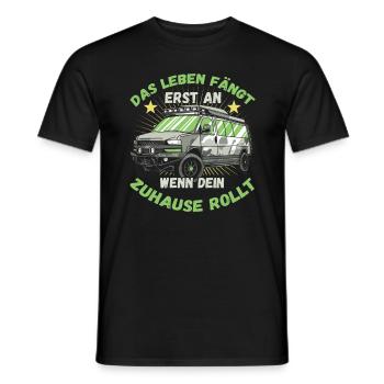 Das Leben fängt er an wenn dein Zuhause Rollt - Männer T-Shirt - Schwarz - Vorne - AI Model Male 178 light (178cm)
