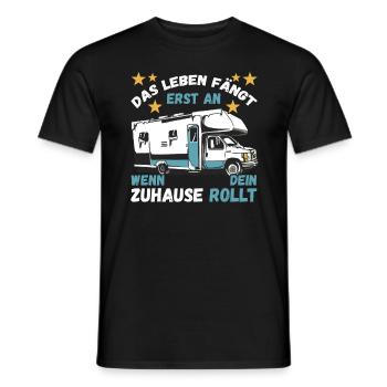Das Leben fängt er an wenn dein Zuhause Rollt - Männer T-Shirt - Schwarz - Vorne - AI Model Male 178 light (178cm)