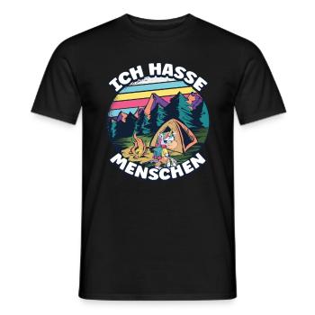 Ich hasse Menschen Camping bunt Zelten Lagerfeuer - Männer T-Shirt - Schwarz - Vorne - AI Model Male 178 light (178cm)