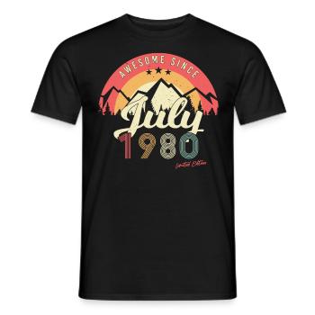 Meilleurs vœux d’anniversaire 1980 Juillet - T-shirt homme - noir - Devant - AI Model Male 178 light (178cm)