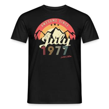 Meilleurs vœux d’anniversaire 1977 Juillet - T-shirt homme - noir - Devant - AI Model Male 178 light (178cm)