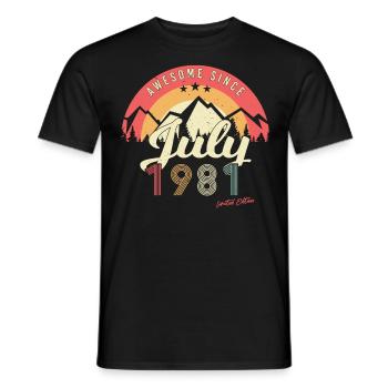 Meilleurs vœux d’anniversaire 1981 Juillet - T-shirt homme - noir - Devant - AI Model Male 178 light (178cm)