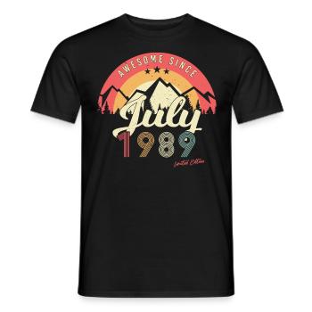 Meilleure année de construction En juillet 1989 - T-shirt homme - noir - Devant - AI Model Male 178 light (178cm)