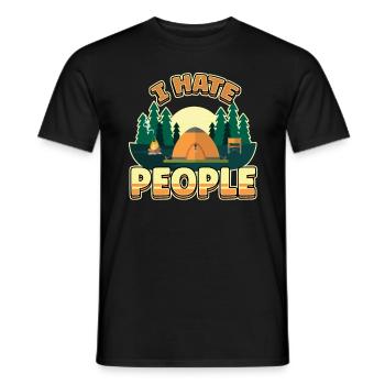 I hate people camping colorful tents campfire - Men's T-Shirt - black - Front - AI Model Male 178 light (178cm)
