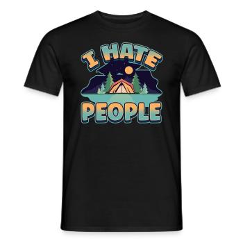 I hate people camping colorful tents campfire - Men's T-Shirt - black - Front - AI Model Male 178 light (178cm)