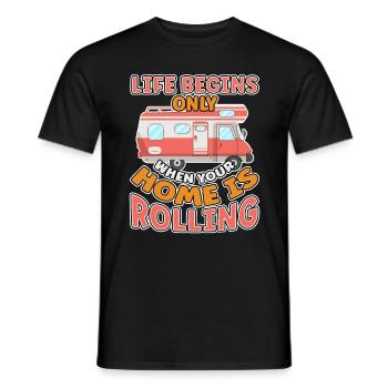 Das Leben fängt er an wenn dein Zuhause Rollt - Männer T-Shirt - Schwarz - Vorne - AI Model Male 178 light (178cm)