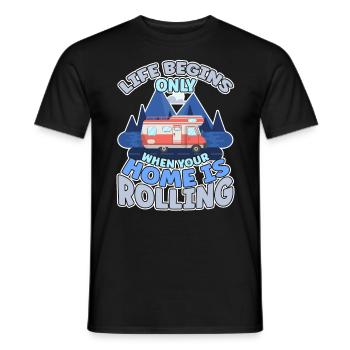 Das Leben fängt er an wenn dein Zuhause Rollt - Männer T-Shirt - Schwarz - Vorne - AI Model Male 178 light (178cm)