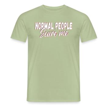 normale Menschen machen mir Angst - Männer T-Shirt - Sage - Vorne - AI Model Male 178 light (178cm)