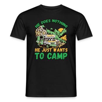 Der Tut Nix Der Will Nur Campen - Zelten Natur - Männer T-Shirt - Schwarz - Vorne - AI Model Male 178 light (178cm)