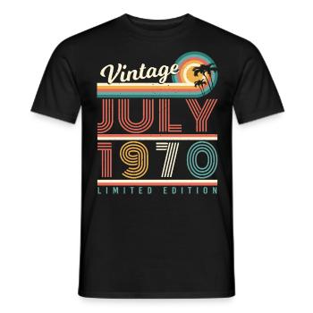 Millésime 1970 en juillet - T-shirt homme - noir - Devant - AI Model Male 178 light (178cm)