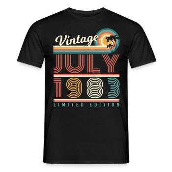 Né en 1983 en juillet - T-shirt homme - noir - Devant - AI Model Male 178 light (178cm)