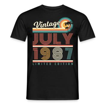 Baujahr Juli 1987 - Männer T-Shirt - Schwarz - Vorne - AI Model Male 178 light (178cm)