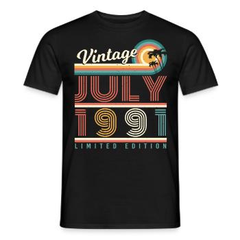 1991 July gift idea - Men's T-Shirt - black - Front - AI Model Male 178 light (178cm)