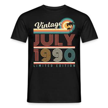 1990 Juli Geschenkidee - Männer T-Shirt - Schwarz - Vorne - AI Model Male 178 light (178cm)