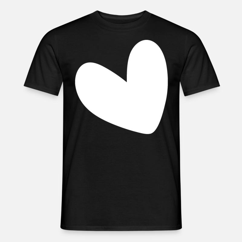 Simples Weisses Herz - Männer T-Shirt - Schwarz