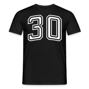 Numéro 30 en blanc - T-shirt homme - noir - Devant - AI Model Male 178 light (178cm)