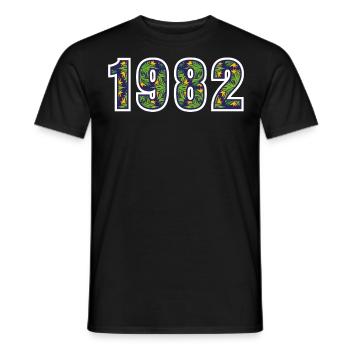 1982 - Männer T-Shirt - Schwarz - Vorne - AI Model Male 178 light (178cm)