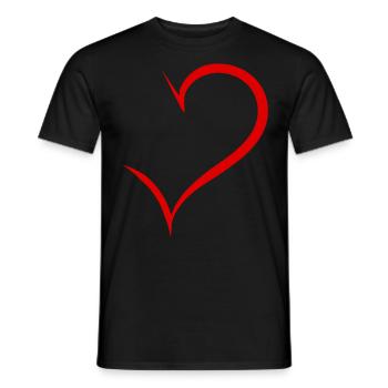 Demi-cœur rouge - T-shirt homme - noir - Devant - AI Model Male 178 light (178cm)