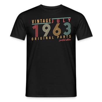 Born 1963 in July - Men's T-Shirt - black - Front - AI Model Male 178 light (178cm)