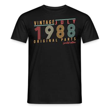 Vintage 1988 July - Men's T-Shirt - black - Front - AI Model Male 178 light (178cm)