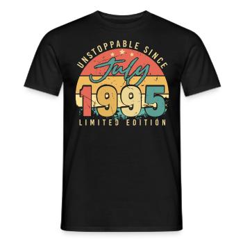 1995 Juli Geschenkidee - Männer T-Shirt - Schwarz - Vorne - AI Model Male 178 light (178cm)