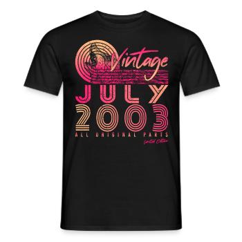 Mois de naissance Juillet 2003 - T-shirt homme - noir - Devant - AI Model Male 178 light (178cm)