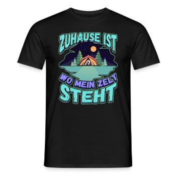 Zuhause ist wo mein Zelt steht - Campen Natur - Männer T-Shirt - Schwarz - Vorne - AI Model Male 178 light (178cm)