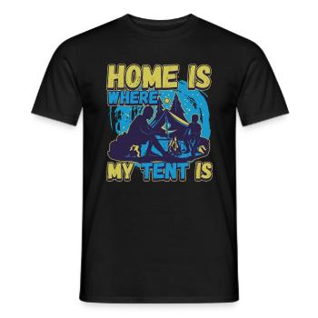 Zuhause ist wo mein Zelt steht - Campen Natur - Männer T-Shirt - Schwarz - Vorne - AI Model Male 178 light (178cm)