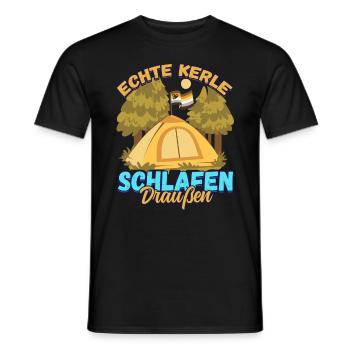 Echte Kerle Schlafen Draußen - Campen Zelten Natur - Männer T-Shirt - Schwarz - Vorne - AI Model Male 178 light (178cm)