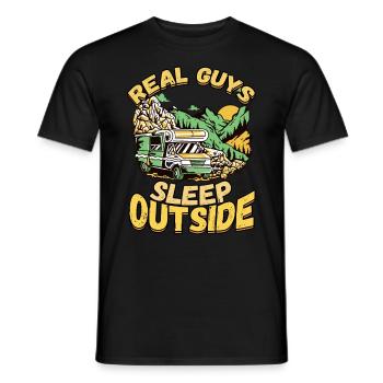 Echte Kerle Schlafen Draußen - Campen Zelten Natur - Männer T-Shirt - Schwarz - Vorne - AI Model Male 178 light (178cm)