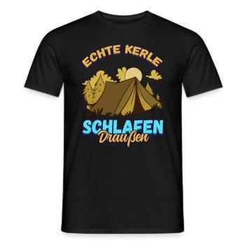 Echte Kerle Schlafen Draußen - Campen Zelten Natur - Männer T-Shirt - Schwarz - Vorne - AI Model Male 178 light (178cm)