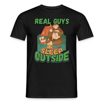 Real Guys Sleeping Outside - Camping Camping Nature - Men's T-Shirt - black - Front - AI Model Male 178 light (178cm)