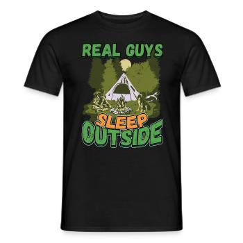 Real Guys Sleeping Outside - Camping Camping Nature - Men's T-Shirt - black - Front - AI Model Male 178 light (178cm)