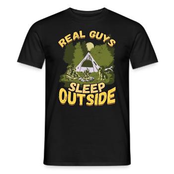 Real Guys Sleeping Outside - Camping Camping Nature - Men's T-Shirt - black - Front - AI Model Male 178 light (178cm)