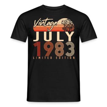 Année de construction Juillet 1983 - T-shirt homme - noir - Devant - AI Model Male 178 light (178cm)