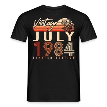 Année de construction Juillet 1984 - T-shirt homme - noir - Devant - AI Model Male 178 light (178cm)