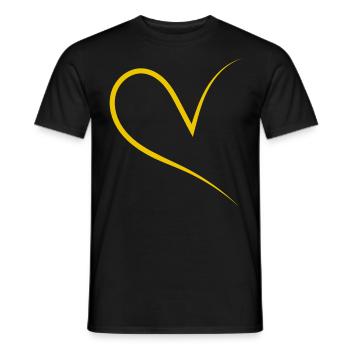 Demi-cœur jaune simple - T-shirt homme - noir - Devant - AI Model Male 178 light (178cm)