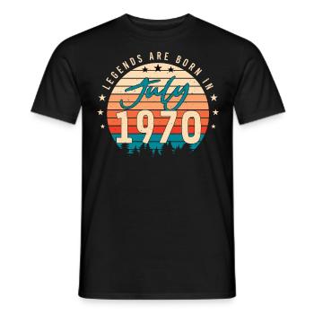 Juillet 1970 Rétro - T-shirt homme - noir - Devant - AI Model Male 178 light (178cm)