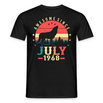 1968 Im Juli Wolf - Männer T-Shirt - Schwarz - Vorne - AI Model Male 178 light (178cm)