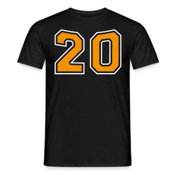 Numéro 20 Orange - T-shirt homme - noir - Devant - AI Model Male 178 light (178cm)