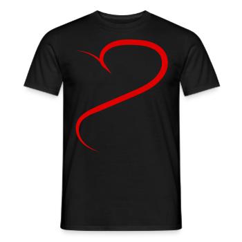 Demi-cœur rouge - T-shirt homme - noir - Devant - AI Model Male 178 light (178cm)