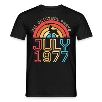 Year of birth 1977 July - Men's T-Shirt - black - Front - AI Model Male 178 light (178cm)
