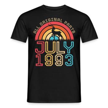 Year of construction 1993 In July - Men's T-Shirt - black - Front - AI Model Male 178 light (178cm)