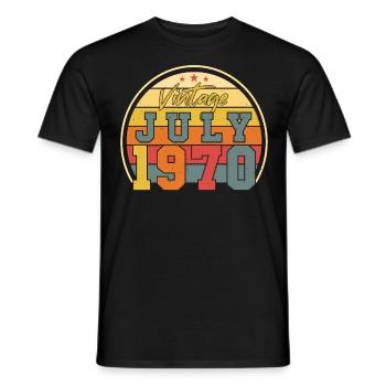 Rétro Juillet 1970 - T-shirt homme - noir - Devant - AI Model Male 178 light (178cm)