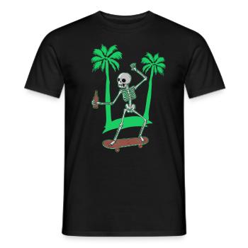 Skateboarding Skeleton Skater Palms and Beer - Men's T-Shirt - black - Front - AI Model Male 178 light (178cm)