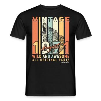 Rétro 1971 Août - T-shirt homme - noir - Devant - AI Model Male 178 light (178cm)