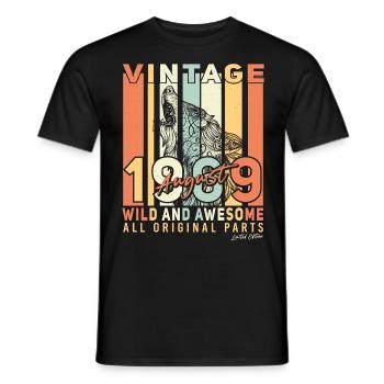 Rétro 1969 Août - T-shirt homme - noir - Devant - AI Model Male 178 light (178cm)
