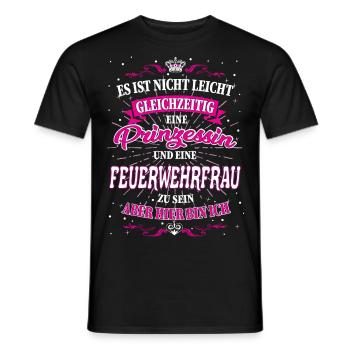 Feuerwehrfrau und Prinzessin T-Shirt - Männer T-Shirt - Schwarz - Vorne - AI Model Male 178 light (178cm)