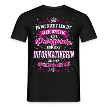 Informatikerin und Prinzessin T-Shirt - Männer T-Shirt - Schwarz - Vorne - AI Model Male 178 light (178cm)